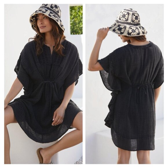 Anthropologie Dresses & Skirts - NWT Anthropologie The Liliana Ruffle Sleeve Cover-Up Mini Dress in Black